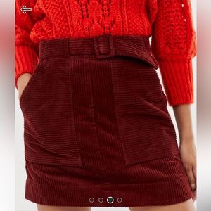 ASOS utility pocket cord A line mini skirt with belt size 10